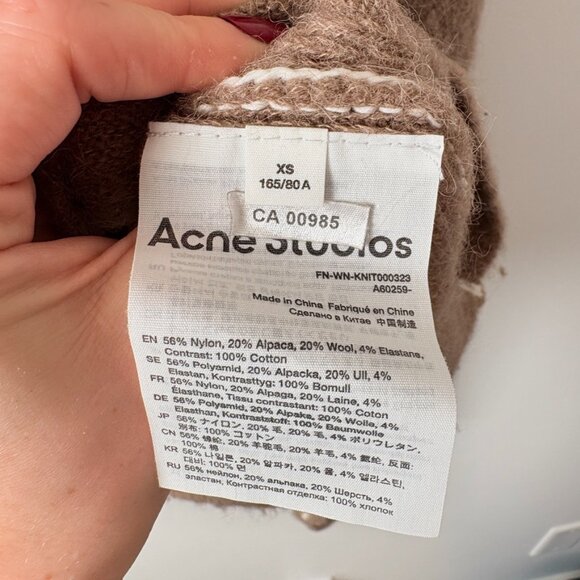 Acne Studios Kalinka Fine Knit Alpaca Wool Jumper Sweater Brown Size XS - Picture 9 of 9